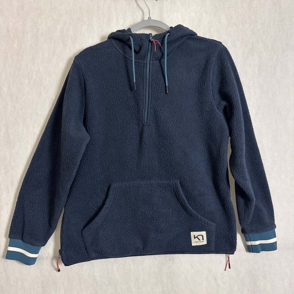 Kari Traa Women's Medium Blue Polyester Fleece 1/4 Zip Pullover Hooded Sweater